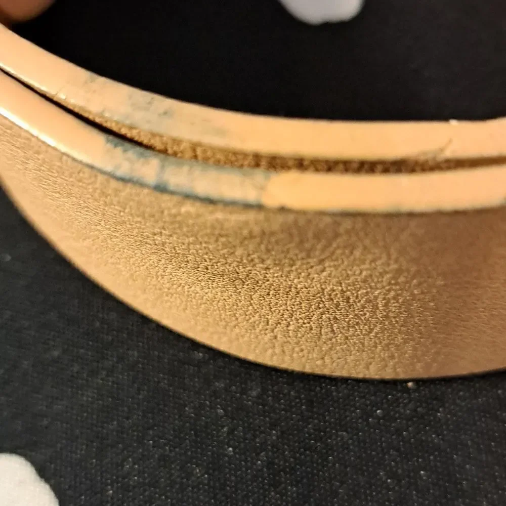 Studio F Women’s Belt Size XS/S Tan Gold Buckle Leopard Faux Leather Adjustable